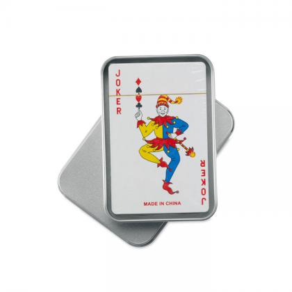 Playing cards in tin box