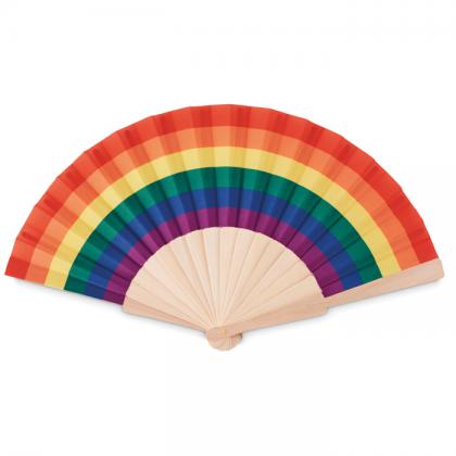 Rainbow wooden hand fan
