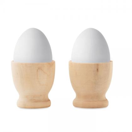 Set of 2 wooden egg cups