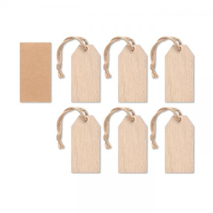 Set of 6 wooden gift tags