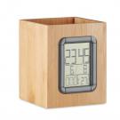 Bamboo penholder and LCD clock