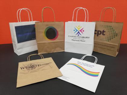 TWISTED HANDLE 190 KRAFT PAPER BAGS PRINTED FULL COLOUR