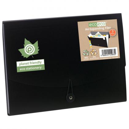 Eco-Eco A4 50% Recycled 7 Pocket Black Expanding File