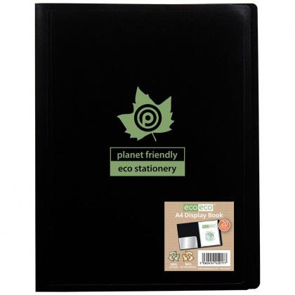 Eco-Eco A4 100% Recycled 20 Pocket Black Flexicover Display Book