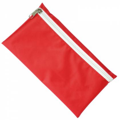 Nylon Pencil Case (Red with White Zip)