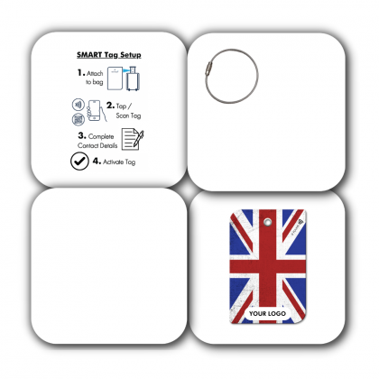 Bespoke SMART luggage bag tag with: QR CODE & NFC tech
