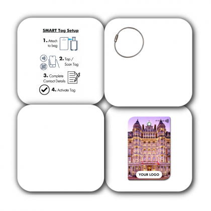 Bespoke SMART luggage bag tag with: QR CODE & NFC tech