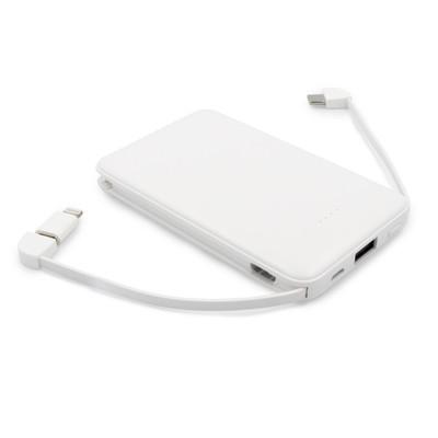 Power bank 5000 mAh with integrated cables, adapter included