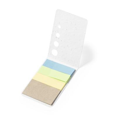Memo holder, sticky notes, seed paper