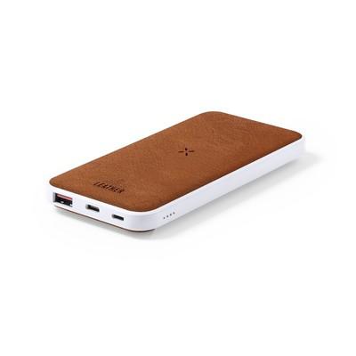 Recycled leather wireless power bank 8000 mAh, wireless charger 5W-10W