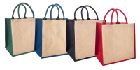 Brecon Jute bags with coloured gusset and handles