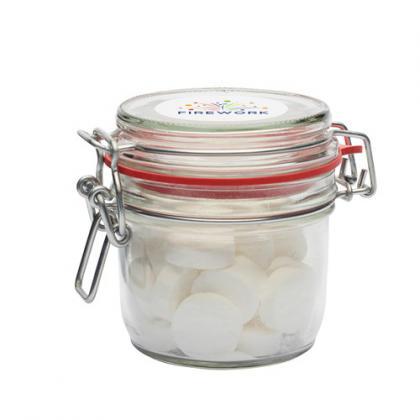 255ml/480gr Glass jar filled with peppermints