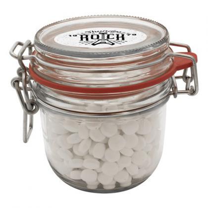255ml/490gr Glass jar filled with dextrose mints