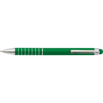Aluminium ballpen with stylus (Green)