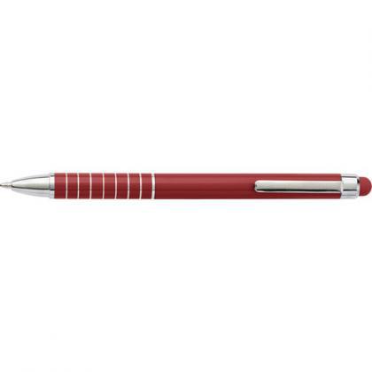 Aluminium ballpen with stylus (Red)