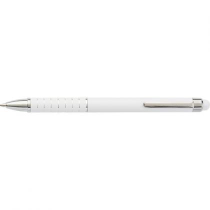 Aluminium ballpen with stylus (White)