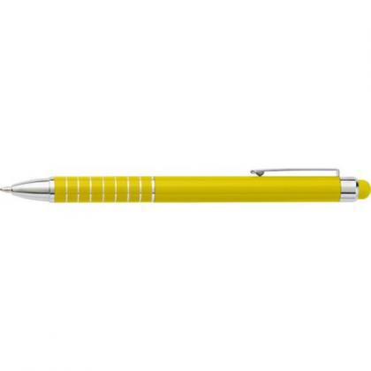Aluminium ballpen with stylus (Yellow)