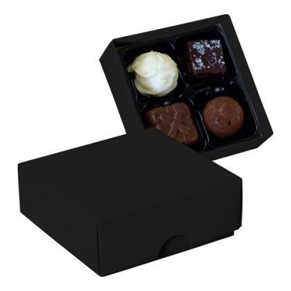 Chocolate box with 4 assorted chocolates and truffles (Black)