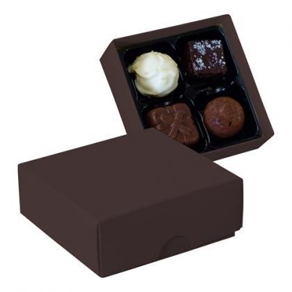 Chocolate box with 4 assorted chocolates and truffles (Brown)
