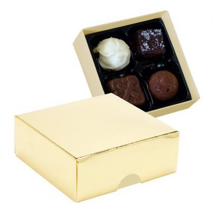 Chocolate box with 4 assorted chocolates and truffles (Gold)