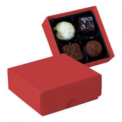 Chocolate box with 4 assorted chocolates and truffles (Red)