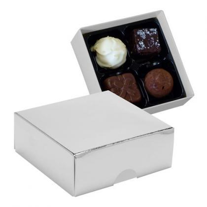 Chocolate box with 4 assorted chocolates and truffles (Silver)