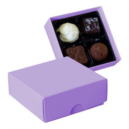 Chocolate box with 4 assorted chocolates and truffles (Violet)