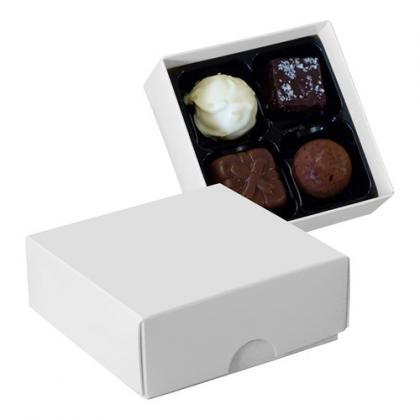 Chocolate box with 4 assorted chocolates and truffles (White)