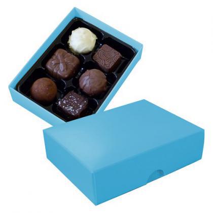 Chocolate box with 6 assorted chocolates and truffles (Aqua)
