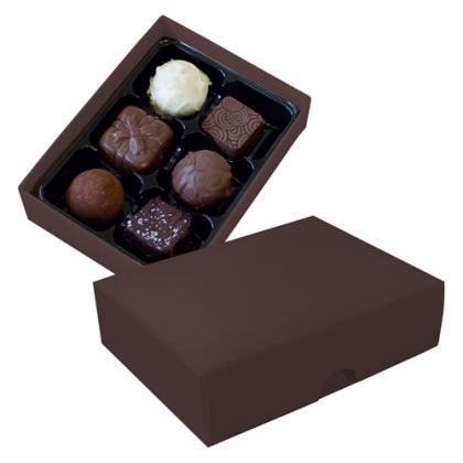 Chocolate box with 6 assorted chocolates and truffles (Brown)