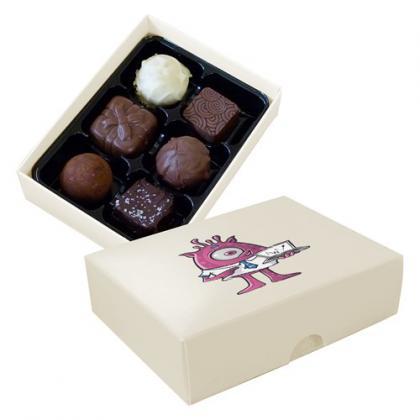 Chocolate box with 6 assorted chocolates and truffles (Cream)