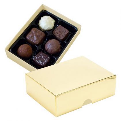 Chocolate box with 6 assorted chocolates and truffles (Gold)
