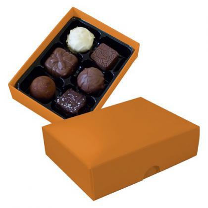 Chocolate box with 6 assorted chocolates and truffles (Orange)