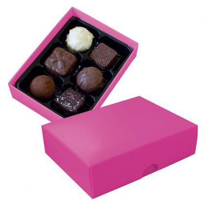 Chocolate box with 6 assorted chocolates and truffles (Pink)