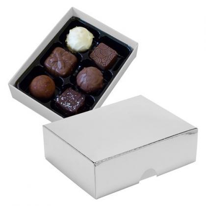 Chocolate box with 6 assorted chocolates and truffles (Silver)