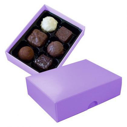 Chocolate box with 6 assorted chocolates and truffles (Violet)
