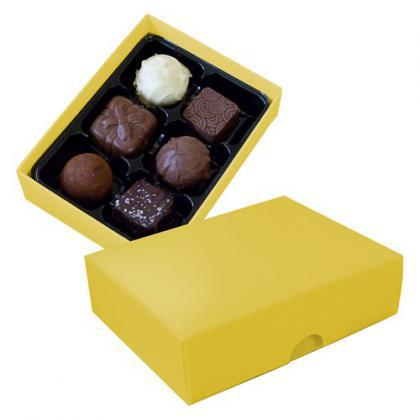 Chocolate box with 6 assorted chocolates and truffles (Yellow)