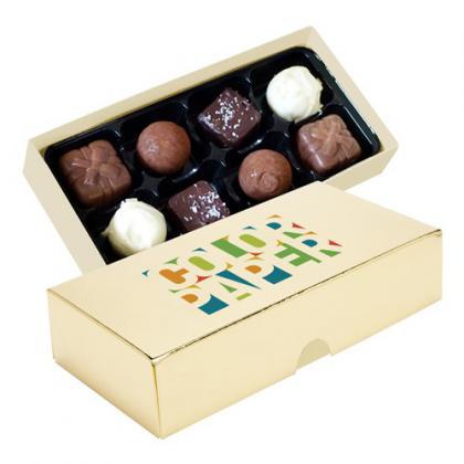 Chocolate box with 8 assorted chocolates and truffles (Gold)