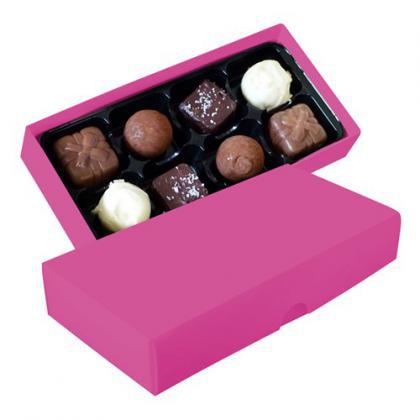 Chocolate box with 8 assorted chocolates and truffles (Pink)