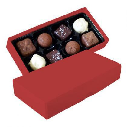 Chocolate box with 8 assorted chocolates and truffles (Red)