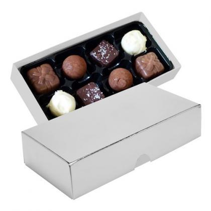 Chocolate box with 8 assorted chocolates and truffles (Silver)