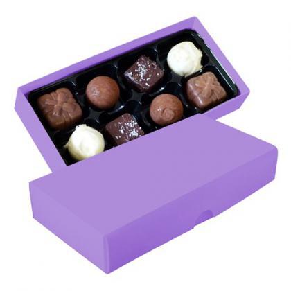 Chocolate box with 8 assorted chocolates and truffles (Violet)