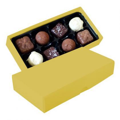 Chocolate box with 8 assorted chocolates and truffles (Yellow)