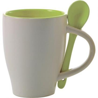 Coffee mug with spoon (300ml) (Lime)