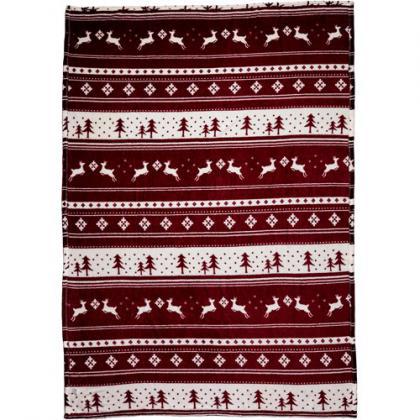 Flannel fleece snowmen blanket (260 gr/m2) (Burgundy)