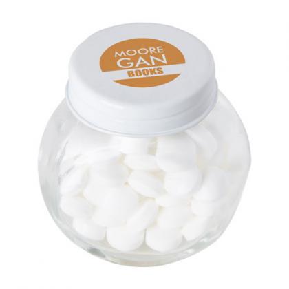 Small glass jar with mints (White)