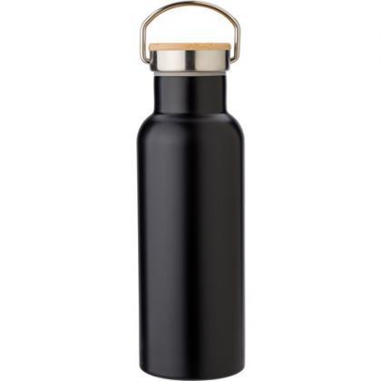 Stainless steel double-walled drinking bottle (500 ml) (Black)
