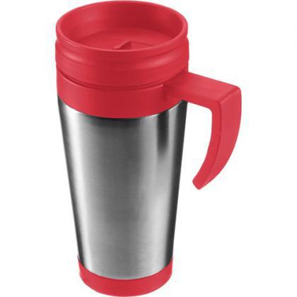 Steel travel mug (420ml) (Red)