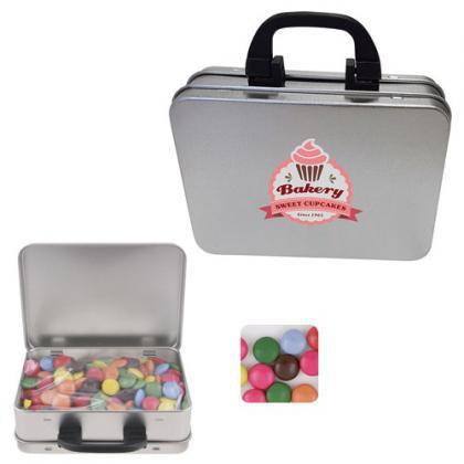 Suitcase tin with choco's