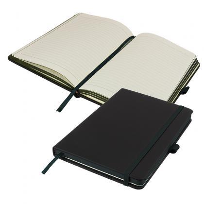 Picture of DeNiro Edge A5 Lined Soft Touch Black PU Notebook with Contrasting Features